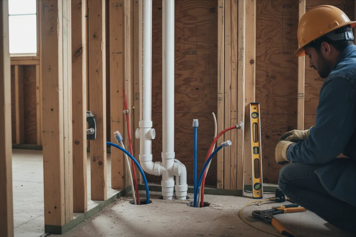 Drain and supply rough-in during Garbage Disposal Repair in West Simsbury